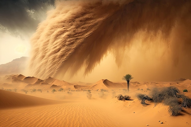 Abstract desert sandstorm ai generative