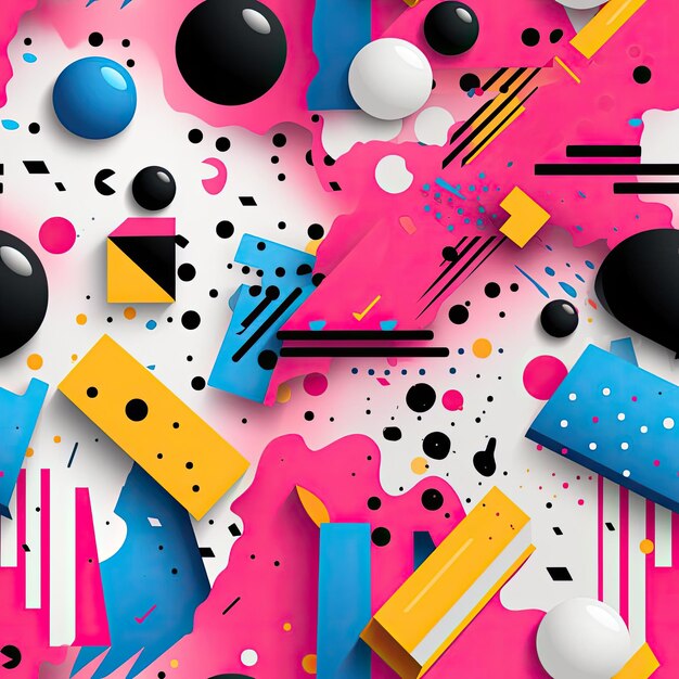 Abstract design in 80s style with pop colors tiled