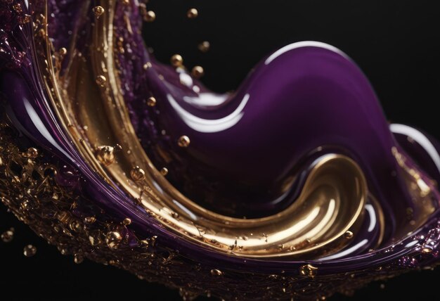 黒い背景の抽象的なデザインと紫色の液体