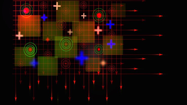 Photo abstract design illustration background digital binary data on colorful line screen