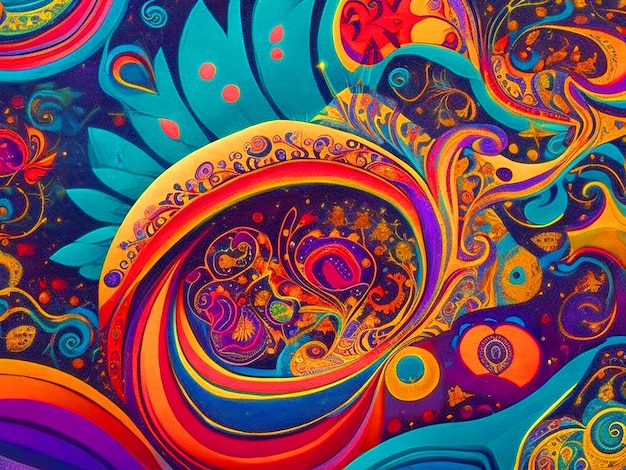 abstract design that captures the energy of a psychedelic journey with swirling colors background