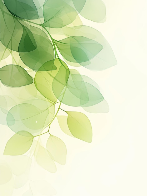 Abstract design of translucent green leaves with overlapping layers and gradients