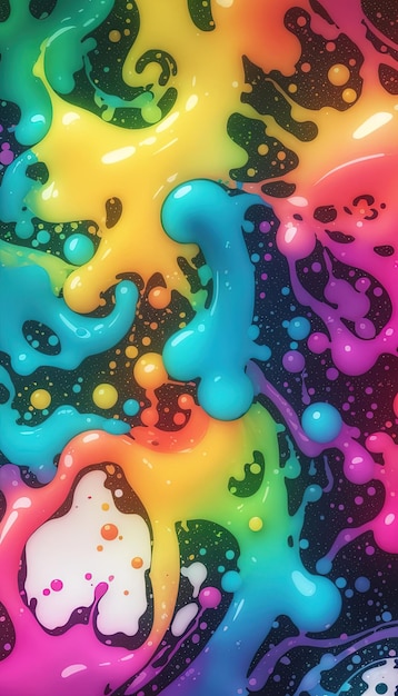 Photo an abstract design with dynamic splashes of vibrant multicolored paint generate ai