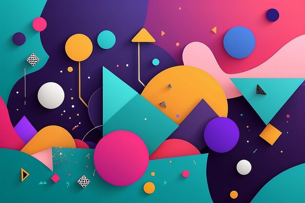 Abstract design with geometric shapes in memphis style Colorful creative background for landing page web banner or wallpaper