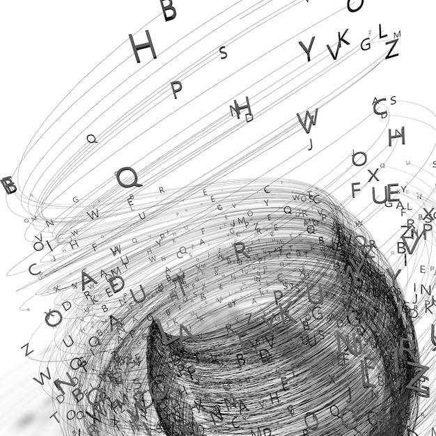 文字の背景を持つ抽象的なデザイン。創造的な執筆と文学の概念。