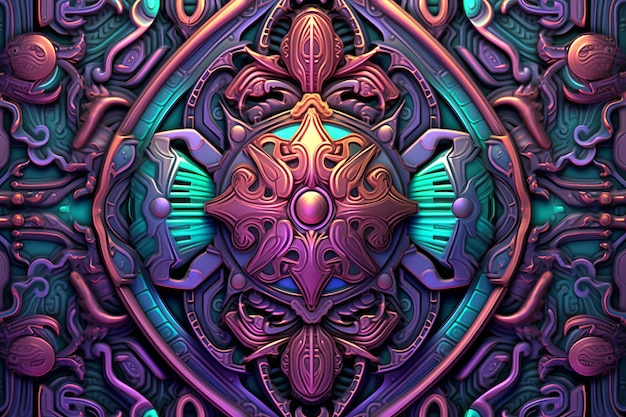 An abstract design with purple and blue colors