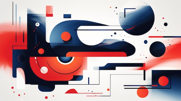 abstract design with red blue and white shapes