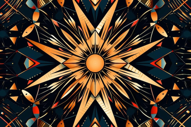 An abstract design with a star in the center on a black background