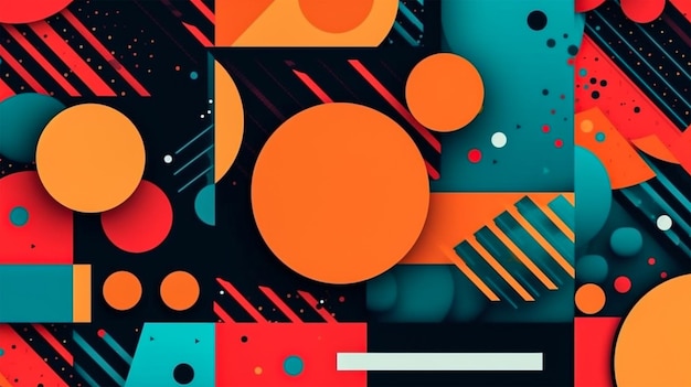 Abstract desktop wallpaper with a cool and dynamic design combining geometric elements and a bold color palette Generative Ai