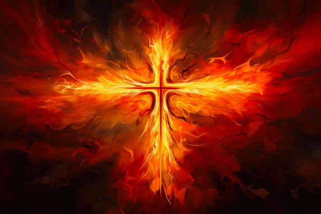 Photo abstract devotion burning cross