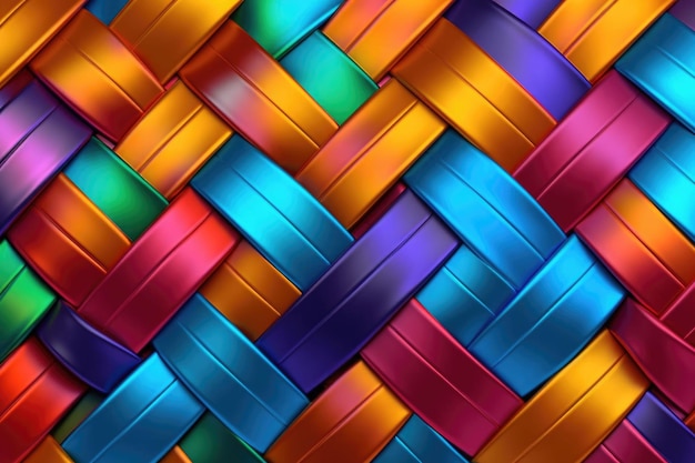 Abstract diagonal angled rainbow colored interweaving Generative AI