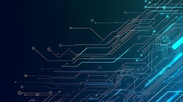 Abstract Digitaal circuitbordpatroon met gloeiende blauwe lijnen