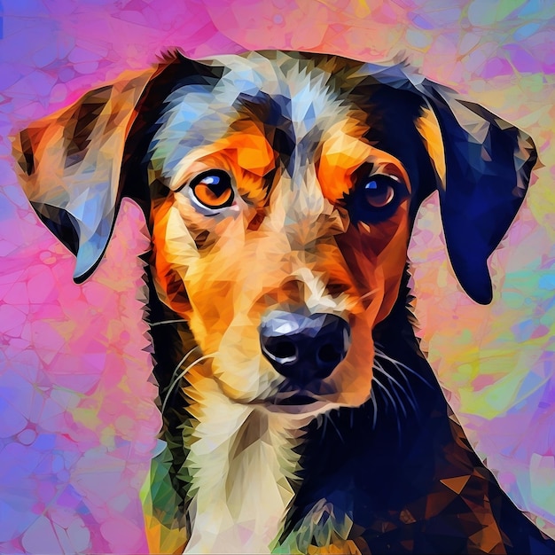 Abstract Digitaal Kunstportret van een Hond Generatieve AI