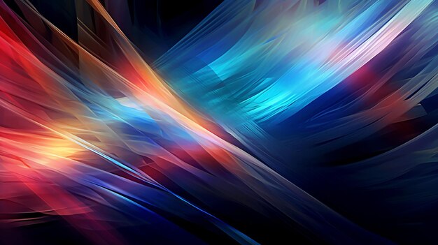 Photo abstract digital art composition featuring vibrant and colorful lines in varying shades of blue generative ai