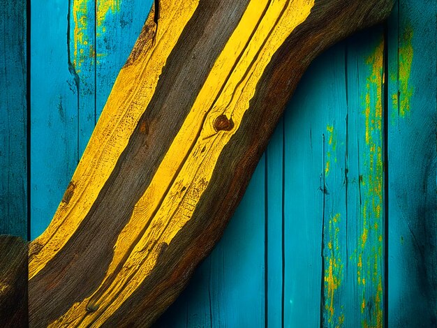 abstract digital art of a vibrant dark and light cyan and yellowcolored mildlyweathered wood with