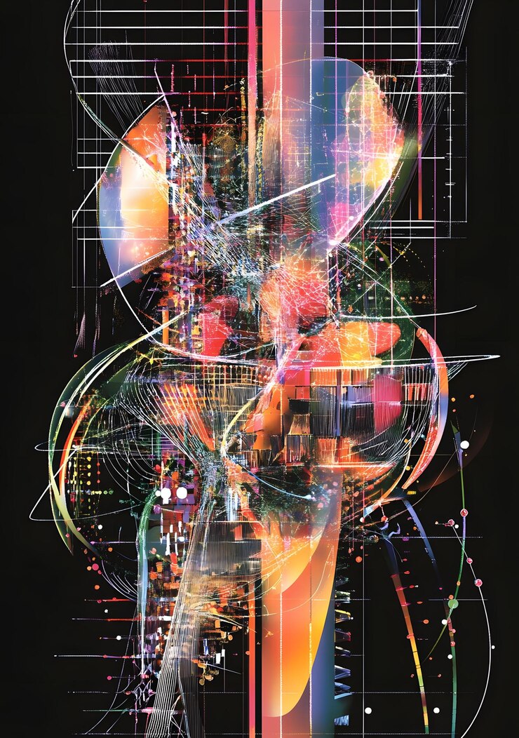 Photo abstract digital art with lines and shapes