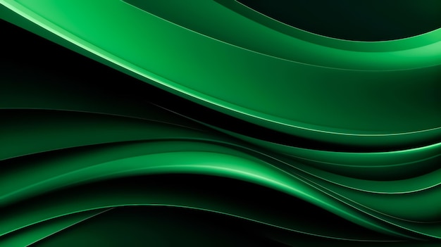 Photo abstract digital art with a mesmerizing glowing green wave of light on a black background