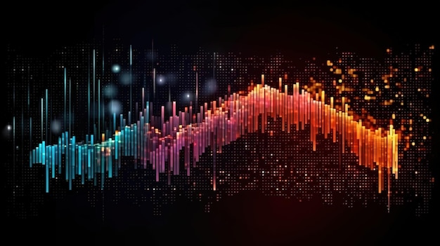 Abstract digital background from rounded colored lines Generative ai