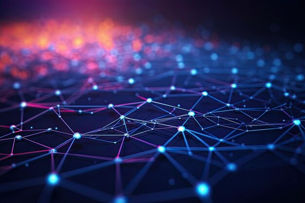 abstract digital background network connection concept 3d rendering cyber big data flow blockchain data fields network line connect stream ai generated