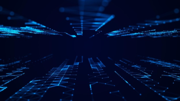 abstract digital background network connection structure digital blockchain concept background with dots and connection lines 3d rendering