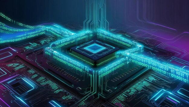 an abstract digital background with binary code and ai algorithms running in the background binary