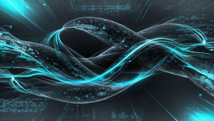 Photo 바이너리 코드와 ai 알고리즘이 백그라운드 바이너리에서 실행되는 추상적인 디지털 배경