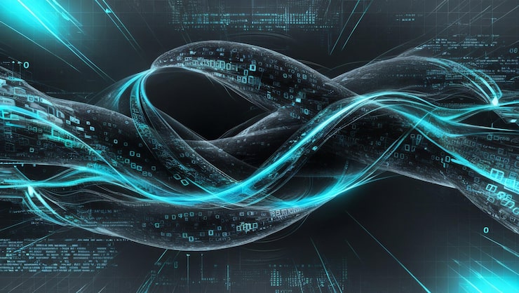 Photo an abstract digital background with binary code and ai algorithms running in the background binary