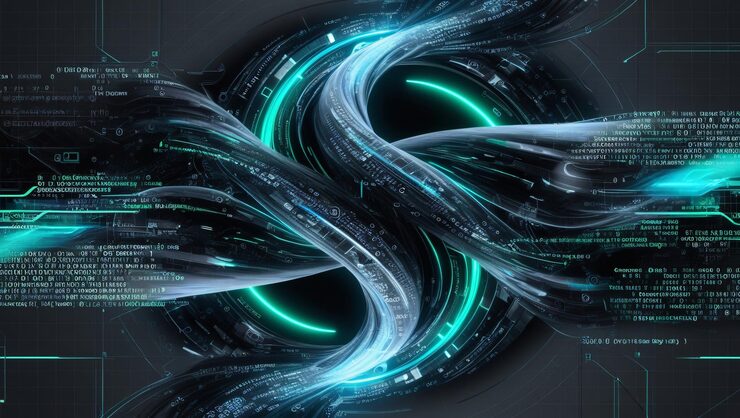 Photo an abstract digital background with binary code and ai algorithms running in the background binary