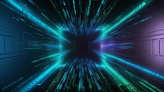 an abstract digital background with binary code and ai algorithms running in the background binary