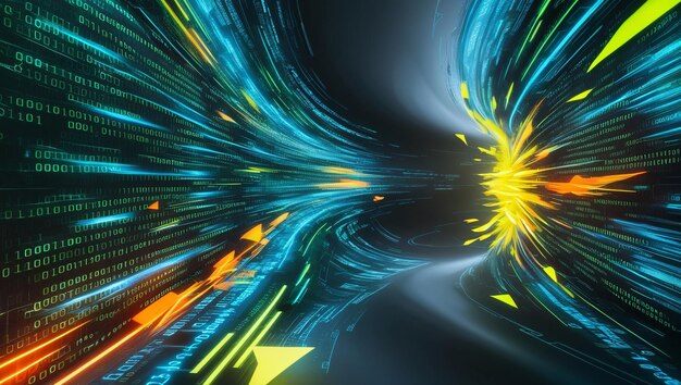 an abstract digital background with binary code and ai algorithms running in the background binary