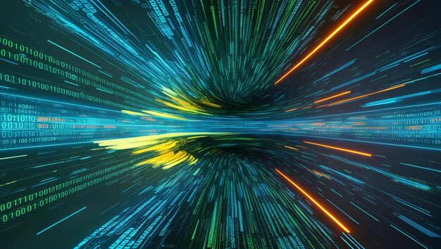 an abstract digital background with binary code and ai algorithms running in the background binary