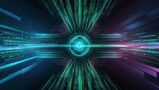 an abstract digital background with binary code and ai algorithms running in the background binary