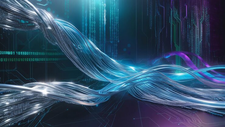 Photo 바이너리 코드와 ai 알고리즘이 백그라운드 바이너리에서 실행되는 추상적인 디지털 배경