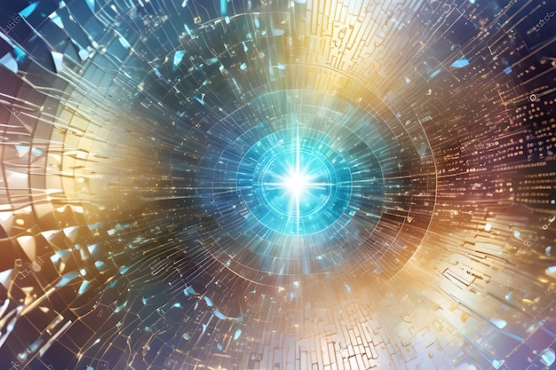 バイナリ コードとバックグラウンドで実行される AI アルゴリズムを含む抽象的なデジタル背景