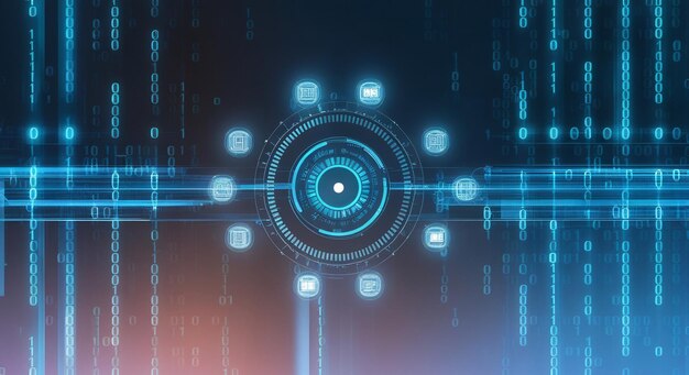 an abstract digital background with binary code and ai algorithms running in the background