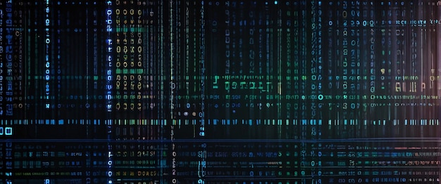 an abstract digital background with binary code and ai algorithms running in the background
