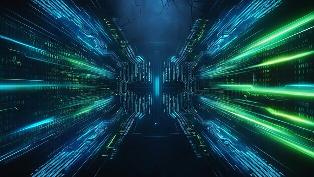 an abstract digital background with binary code and ai algorithms running in the background