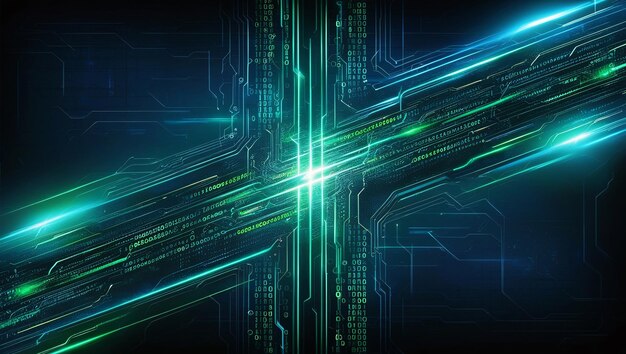 바이너리 코드와 AI 알고리즘이 백그라운드에서 실행되는 추상 디지털 배경