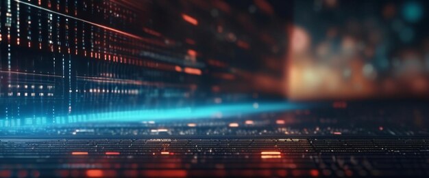 an abstract digital background with binary code and ai algorithms running in the background