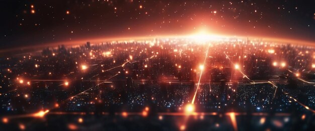 바이너리 코드와 AI 알고리즘이 백그라운드에서 실행되는 추상 디지털 배경