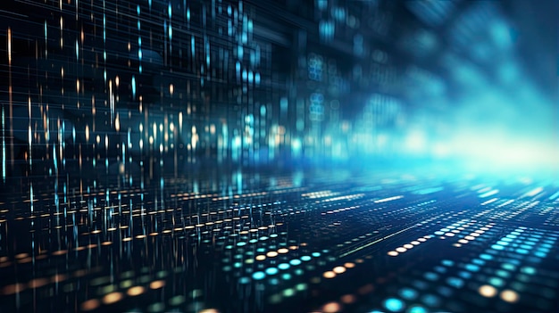 an abstract digital background with binary code and ai algorithms running in the background