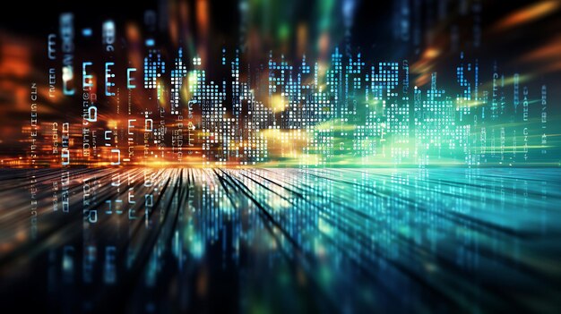 abstract digital background with binary code and ai algorithms running