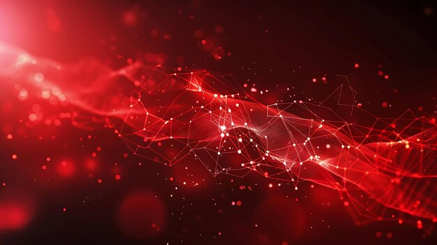 abstract digital background with connecting dots and lines red tech background with digital waves