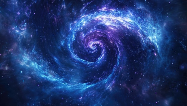 abstract digital background with glowing blue and purple dots forming the shape of an abstract tornado symbolizing ai technology