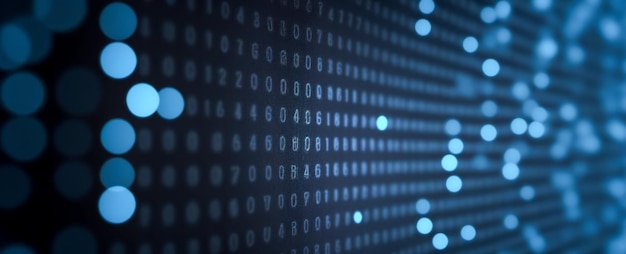 abstract digital binary code background bokeh effect abstract information technology background data technology pattern blue cybersecurity concept image