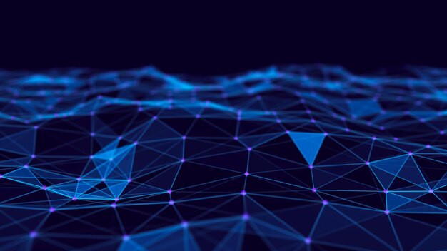 抽象的なデジタル青い背景 プレクサス効果 ネットワーク接続構造 科学背景 3Dレンダリング