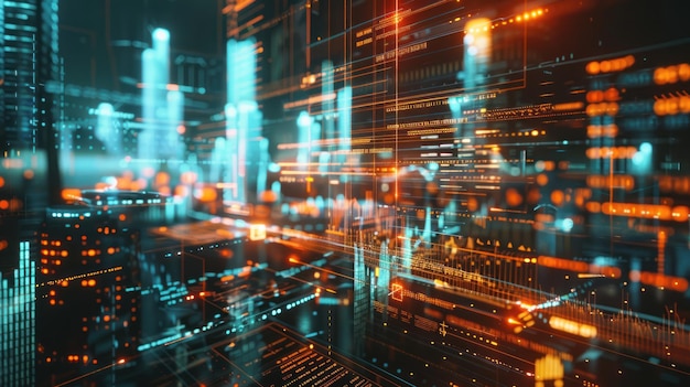 abstract digital cityscape