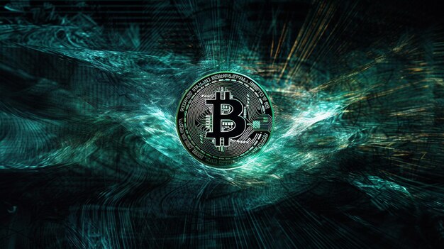 Abstract digital currency bitcoin background made of Blue glow color wallpaper AI Generated Image