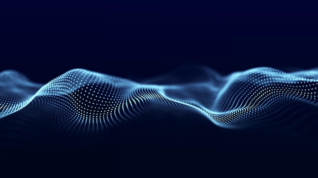 abstract digital data background wave with moving dots musical stream of sounds 3d rendering
