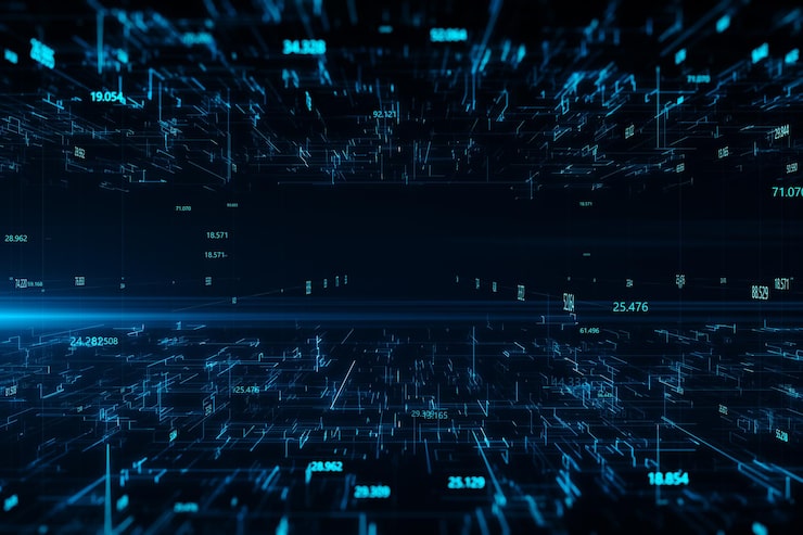 Photo abstract digital data background with glowing binary code matrix internet network and connection concept 3d rendering